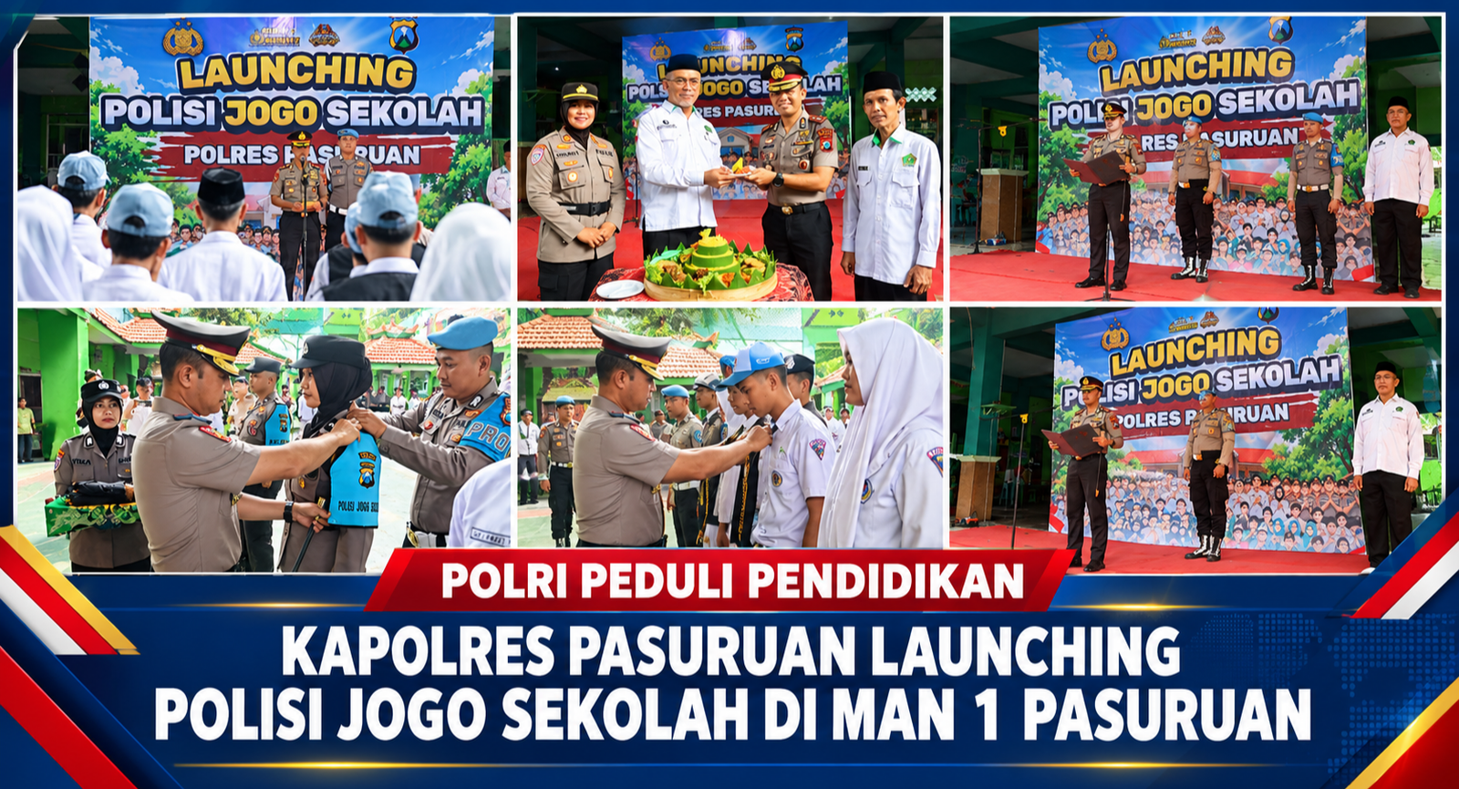 Polri Peduli Pendidikan, Kapolres Pasuruan Launching Polisi Jogo Sekolah di MAN 1 Pasuruan