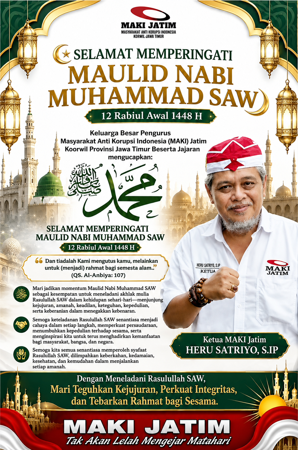MAKI Jatim Ajak Masyarakat Teladani Rasulullah dan Teguhkan Integritas pada Peringatan Maulid Nabi