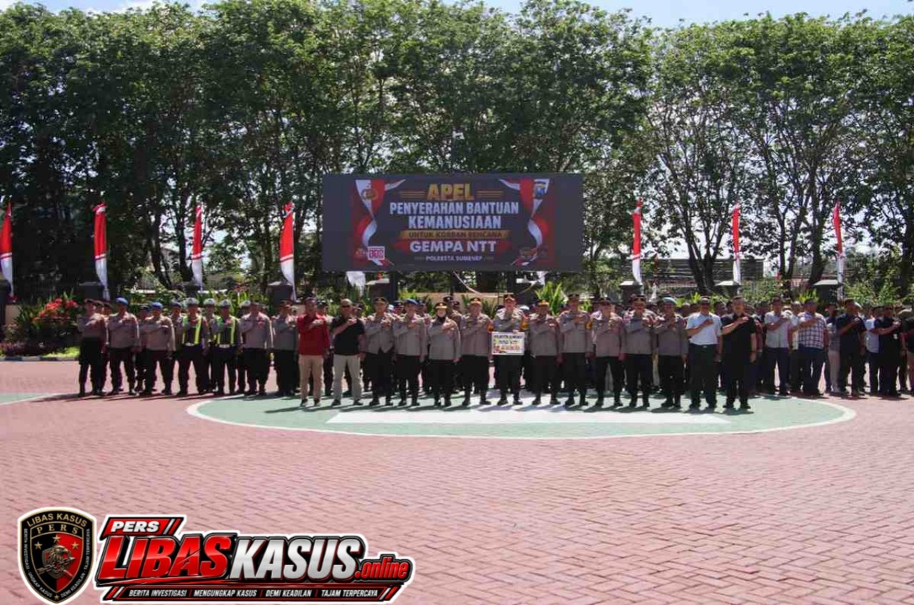 Kapolresta Sumenep Pimpin Apel Jam Pimpinan dan Penyerahan Bantuan Kemanusiaan untuk Korban Gempa NTT